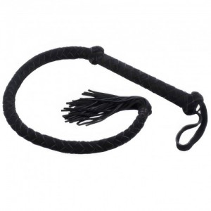 Черный кнут из натуральной замши 108 см (иной угол)