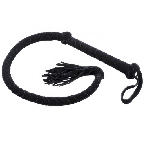 Черный кнут из натуральной замши 108 см