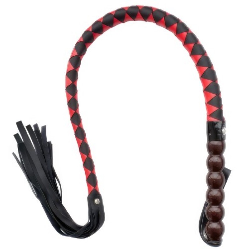 Кнут с твёрдой ручкой красно-чёрного цвета