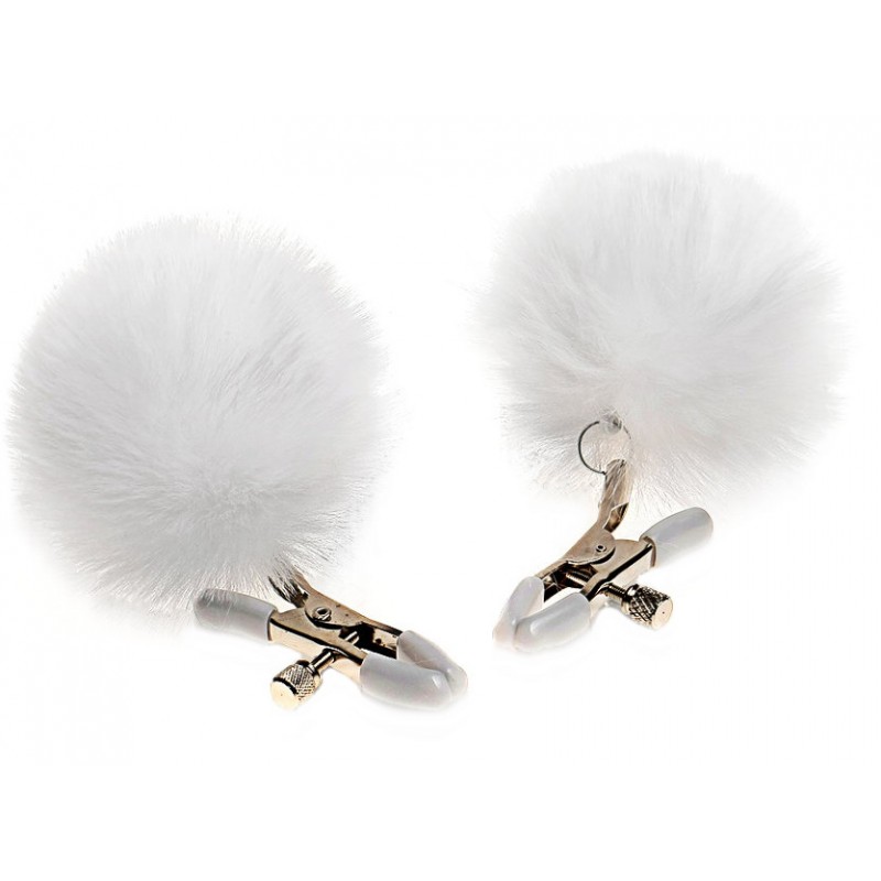 Зажимы для сосков с белым мехом