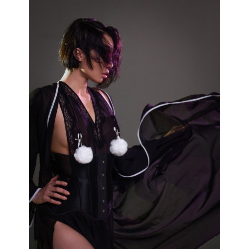 Зажимы для сосков с белым мехом