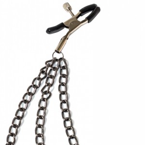 Зажимы для сосков с тройной черной цепочкой (иной угол)