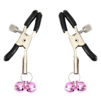 Зажимы для сосков с двойным бубенчиком розовые