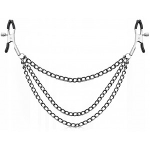 Зажимы для сосков с тройной черной цепочкой