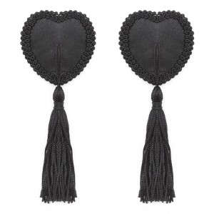 Пэстисы чёрного цвета в виде сердец с кисточками (иной угол)