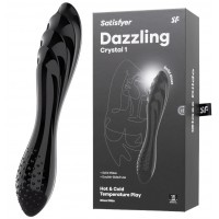Двусторонний фаллоимитатор Satisfyer Dazzling Crystal 1, стекло, черный, 18,5 см