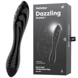Двусторонний фаллоимитатор Satisfyer Dazzling Crystal 1, стекло, черный, 18,5 см