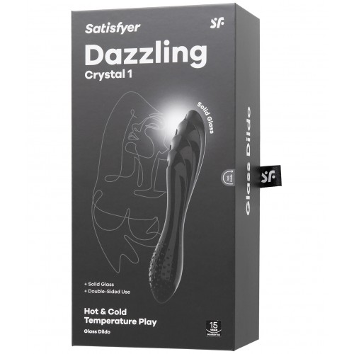 Двусторонний фаллоимитатор Satisfyer Dazzling Crystal 1, стекло, черный, 18,5 см