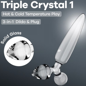 Стеклянный стимулятор 3 в 1 Satisfyer Triple Crystal 1 прозрачный 21 см (иной угол)