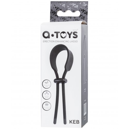 Лассо на пенис A-toys by TOYFA Keb, силикон, черное, 14 см
