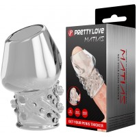 Рельефная насадка на пенис с открытой головкой Pretty Love Matias прозрачная