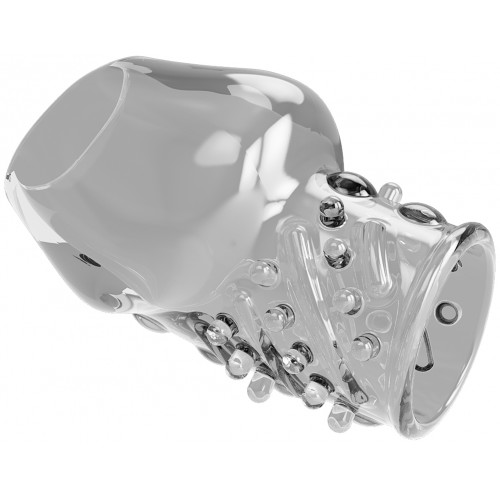 Рельефная насадка на пенис с открытой головкой Pretty Love Matias прозрачная