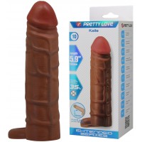 Удлиняющая насадка с креплением под мошонку Pretty Love Kaile мулат + 2,5 см