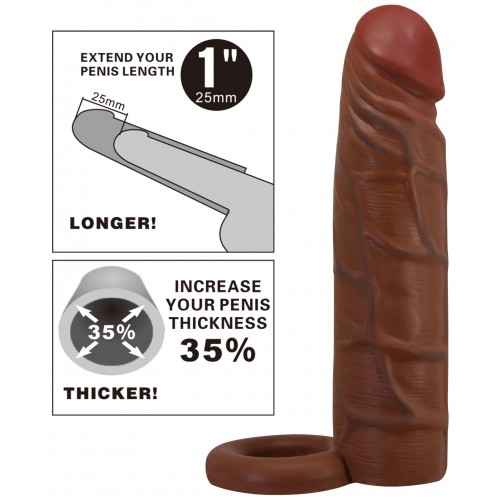 Удлиняющая насадка с креплением под мошонку Pretty Love Kaile мулат + 2,5 см