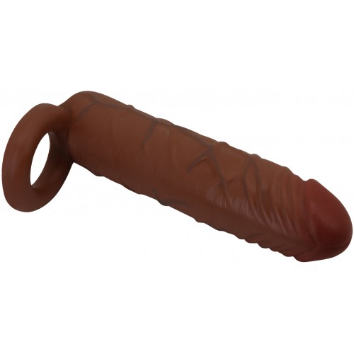 Удлиняющая насадка с креплением под мошонку Pretty Love Kaile мулат + 2,5 см