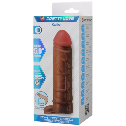 Удлиняющая насадка с креплением под мошонку Pretty Love Kaile мулат + 2,5 см