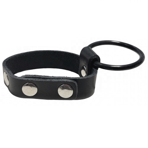 Утяжка на пенис кожаная с черным кольцом