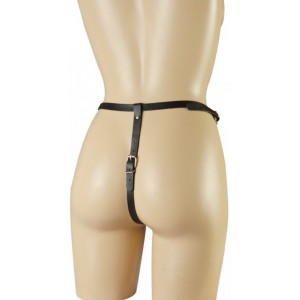 Кожаные трусики для страпона с двумя насадками Sitabella (иной угол)