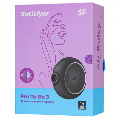 Вакуумно-волновой стимулятор с вибрацией Satisfyer Pro To Go 3 черный