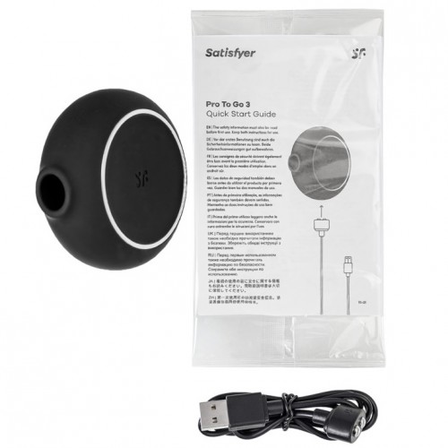 Вакуумно-волновой стимулятор с вибрацией Satisfyer Pro To Go 3 черный