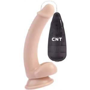 Реалистичный изогнутый вибратор с мошонкой CnT 20 см
