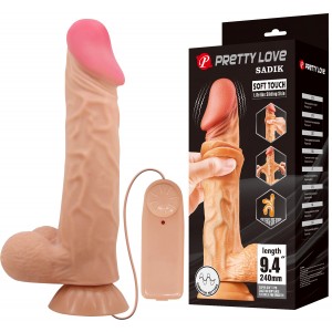Реалистичный вибратор с эффектом двойной кожи телесный Pretty Love Sliding Skin Sadik 24 см