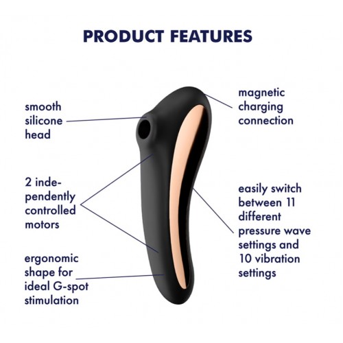 Вакуумно-волновой смарт-стимулятор Satisfyer Dual Kiss черный