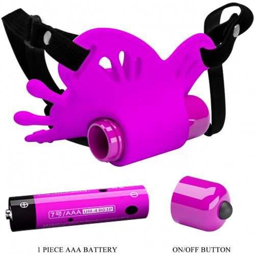 Клиторальный вибростимулятор-бабочка на ремешках Pretty Love Sloane