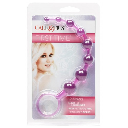 Розовая анальная цепочка First Time Love Beads