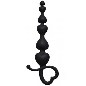 Силиконовая анальная цепочка Begginers Beads Black (иной угол)