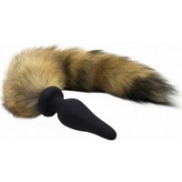 Силиконовая анальная втулка с рыжим хвостиком Furry Fox