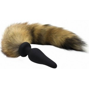 Силиконовая анальная втулка с рыжим хвостиком Furry Fox