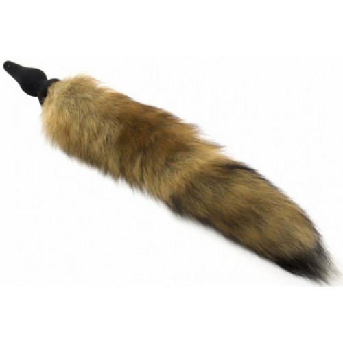 Силиконовая анальная втулка с рыжим хвостиком Furry Fox