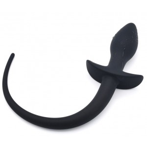 Черная анальная пробка с силиконовым хвостом Taboo (иной угол)