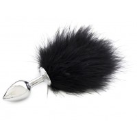 Анальная пробка из металла с черным хвостиком