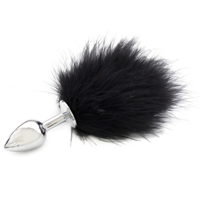 Анальная пробка из металла с черным хвостиком