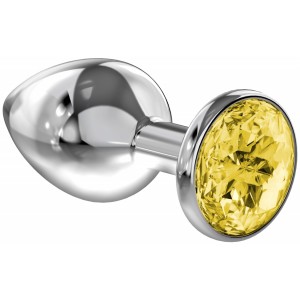 Анальная пробка Diamond Yellow Sparkle L серебро Анальная пробка Diamond Yellow Sparkle L серебро (иной угол)