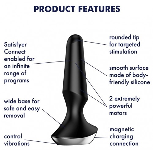 Анальный смарт-стимулятор с вибрацией Satisfyer Plug-ilicious 2 черный