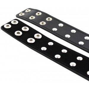 Кожаные фиксаторы на бицепс с металлическими вставками (иной угол)