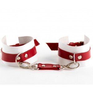 Наручники из натуральной кожи Red-White (иной угол)