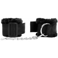 Текстильные наручники с черным мехом Notabu