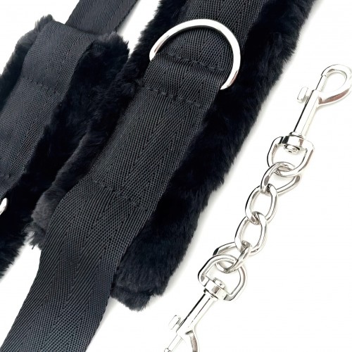 Текстильные наручники с черным мехом Notabu