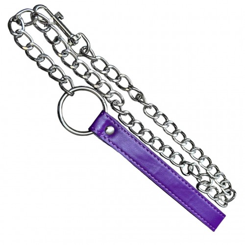 Мягкий ошейник с поводком на цепочке фиолетовый