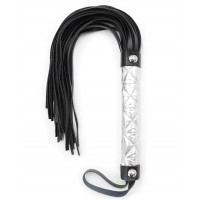 Чёрная плеть с серебристой дизайнерской ручкой  39 см