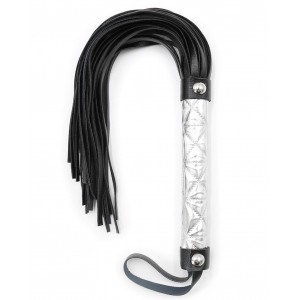 Чёрная плеть с серебристой дизайнерской ручкой  39 см