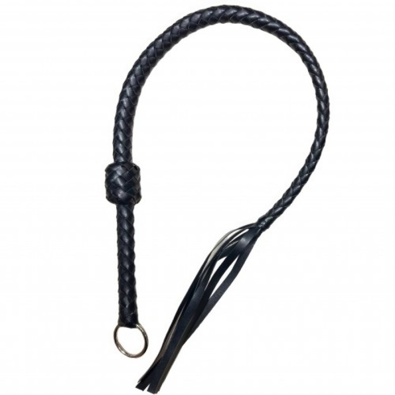 Черный кнут с основанием-колечком 116 см