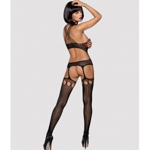 Черный боди-комбинезон Bodystocking G313 S/L (иной угол)