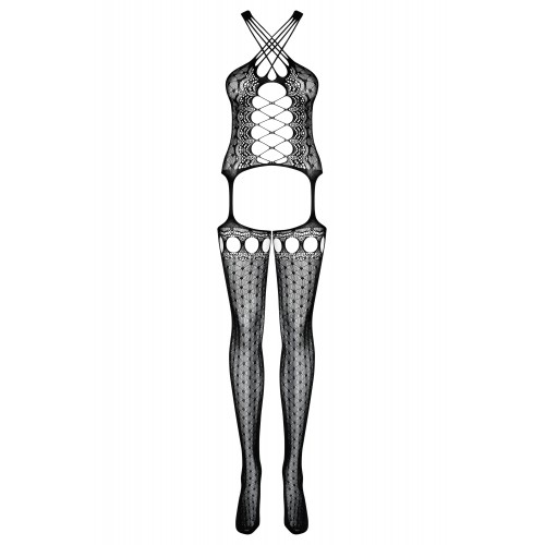 Черный боди-комбинезон Bodystocking G313 S/L