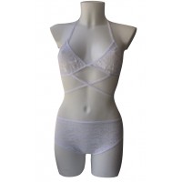 Белый кружевной комплект белья XS/S