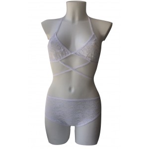 Белый кружевной комплект белья XS/S